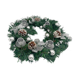 Maxbell 12inch Christmas Advent Wreath with Candle Holder for Church Christmas Argent