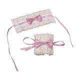 Maxbell Anime Maid Cosplay Accessories Lolita Hand Sleeve Wrist Cuffs for Wedding Pink
