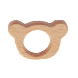 Maxbell Handmade Natural Wooden Owl Shape Baby Teether Teething Toy Baby Shower Gift Bear Head