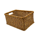 Maxbell Rattan Basket Decorative Hand Woven Bread Basket for Kitchen Shelf Household Dark 34x24x14cm