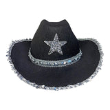 Maxbell Novelty Cowboy hat Hats Sequin Star Western Ladies Holiday Black