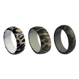 Maxbell 3Pcs Leopard Pattern Silicone Rubber Wedding Party Rings Mens US Size 8