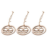 Max 3xWood Round Halloween Hanging Decorations Pendant+3 Jute Rope Pumpkin