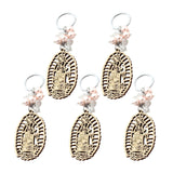 Maxbell 5Pcs Baptism Keychain Baptism Souvenir Recuerdos DE Bautizo for Baptism Boy Pink Beads