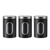 Maxbell 3Pcs Stainless Steel Food Storage Tin Organization with Lid Container Black