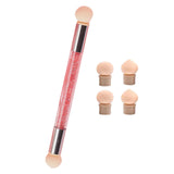 Maxbell Nail Sponge Brush with Rhinestone Acrylic Handle Manicure Tool Shading Pink