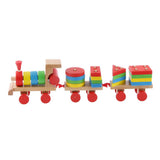 Maxbell Multi Geometric Figures Wooden Train Toy Set with Multi Colors for Kids