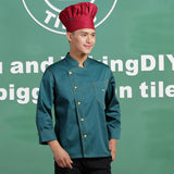 Maxbell Stitched Chef Jacket Coat Hotel Waiters Kitchen Uniform Long Sleeves 3XL Deep Green