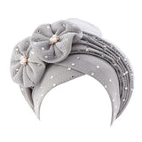 Maxbell African Turban for Womens Head Wrap Muslim Head Scarf Beanie Girls Gray