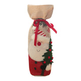 Maxbell Christmas Bottle Cover Drawstring Pouch Burlap Sack for Wedding Xmas Picnics Santa Claus