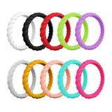 Maxbell 10 Piece Multicolor Unisex Silicone Ring Flexible Rubber Wedding Band Size 4