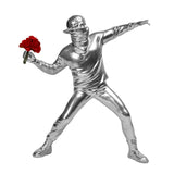 Maxbell Resin Sculpture People Flower Thrower Statue for Desktop Cabinet Living Room Argent