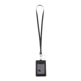 Max Vertical PU Leather ID Card Badge Holder Card Sleeve with Lanyard Black 1