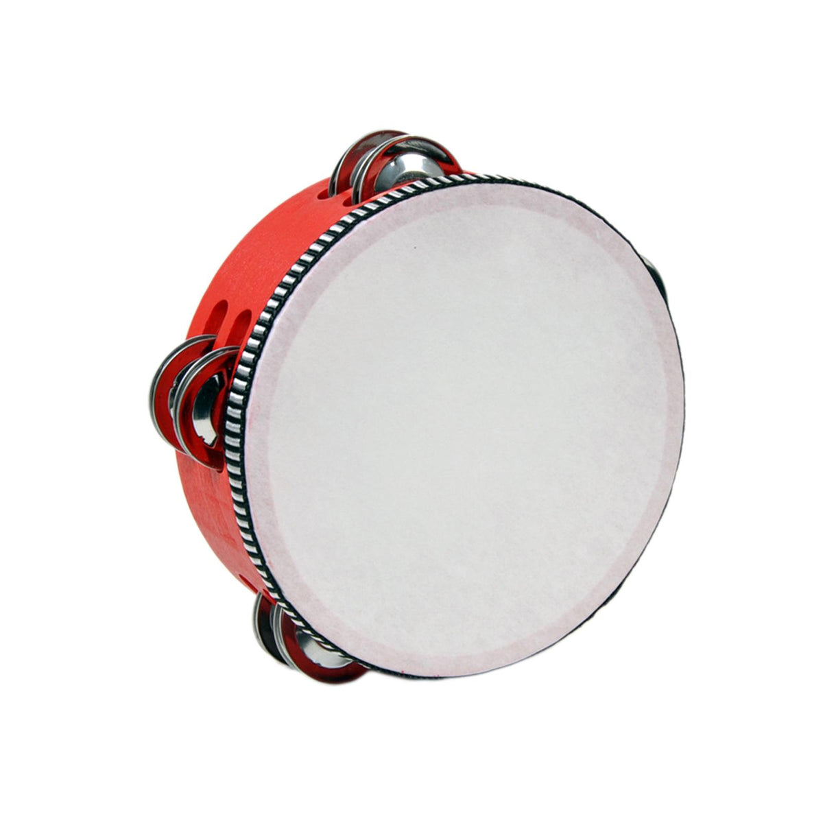 Maxbell Wooden Handheld Tambourines Metal Jingles Percussion for Church Party Adults 6inch Red