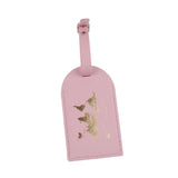 Maxbell Portable Leather Luggage Tag Label ID Card Holder Boarding Tag Pendant Pink
