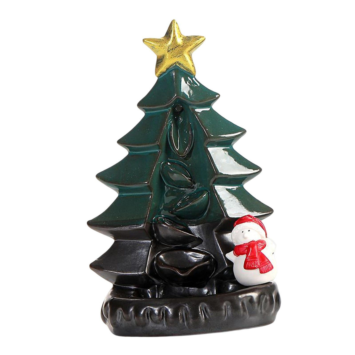 Maxbell Maxbell Ceramic Backflow Incense Burner Censer Christmas Trees Sculpture for Desk Green