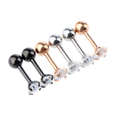 Maxbell 3 Pairs Stainless Steel Zircon Piercing Stud Earrings Round White Zircon