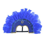 Maxbell Fashion Feather Headdress Art Headpiece for Stage Performance Photo Props Deep Blue