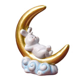 Maxbell Creative Rabbit On The Moon Statue Ornaments for Home Bedroom Decoration StyleA