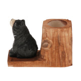 Max Creative Solid Wood Carving Animal Pen Holder Collection Gift Black Bear