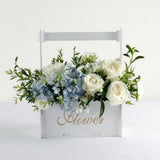Maxbell Handmade Flower Basket Wooden Flower Pot Home Garden Decoration White