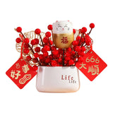 Maxbell Red Berries Bouquet Flower Arrangement Potted Plants for New Year Decoration Style C