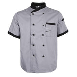 Maxbell Chef Jacket Uniform Short Sleeve Hotel Kitchen Apparel Cook Coat M Gray