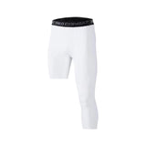 Maxbell Mens Athletic Pants Workout Leggings for Basketball Training Fitness M White Left Long