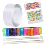 Maxbell Nano Tape Waterproof Heavy Duty Removable with Straws and Clay for DIY Craft 1mm 1m with Sequins