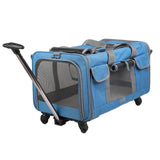 Maxbell Pet Carrier on Wheels with Wheels Rolling Carrier for Kitten Puppy Going Out blue