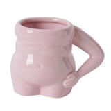 Maxbell Morning Cup belly Creative Ceramic Novelty Cup for Milk breakfast Pink