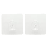 Max Traceless Wall Hook Adhesive Sticky Clothes Hanger 70x70mm Clear -2pcs