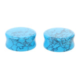 Maxbell 1Pair Round Ear Plug Ear Gauge Expander Flesh Tunnel Stretcher Body Jewelry 19mm Blue Turquoise