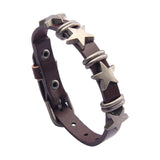 Maxbell Star PU Leather Studded Bracelet Gothic Jewelry for Women Men Girls  Brown