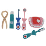 Maxbell 6 Pcs/Set Dentist Set Play Wooden Dental Tools Simulation Medicine Kits Toy