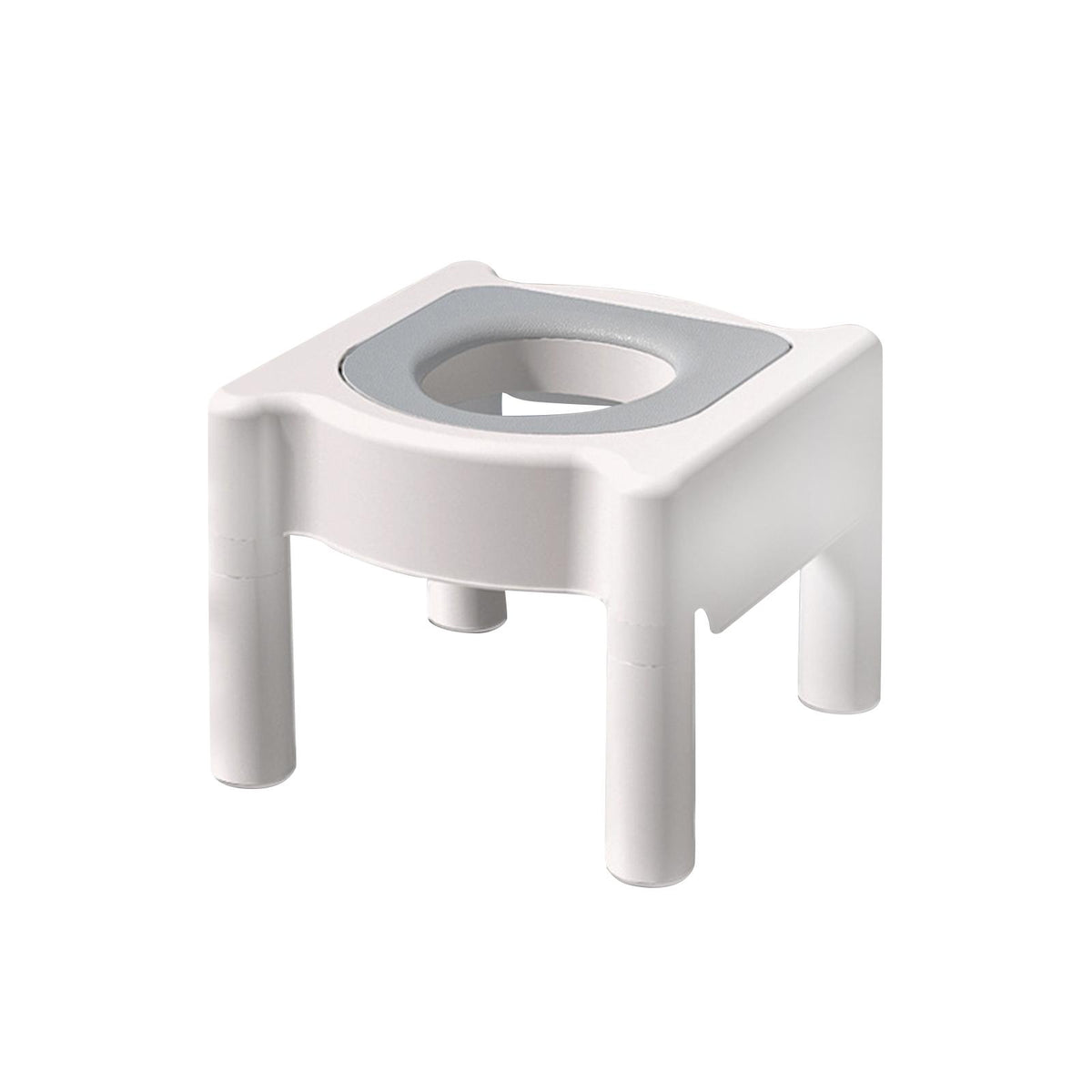 Maxbell Seniors Squatting Toilet Stool Chair for Bathroom Rounded Edge Commode Stool White PU Soft Top
