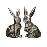 Maxbell Handmade Resin Animal Figurine Ornaments Electroplating Artwork Versatile Two Rabbits