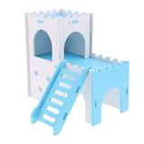 Max Hamster Hideout House Cabin Cages Wooden Villa Hut Play Toy Blue