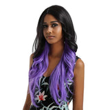Maxbell 25'' Women Natural Long Synthetic Wig Curly Wave Front Lace Wig Heat Safe