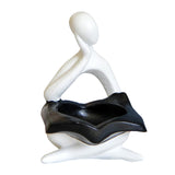 Maxbell Nordic Candle Holder Thinker Statue Resin Figurine Home Party Decoration White Thinker