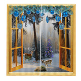 Maxbell 2Pcs Landscape Scenery Window Door Curtains Blinds 3D Printed Decoration 8#