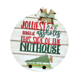 Maxbell Christmas Door Sign Xmas Wreath Durable for Shops Festival Indoor Outdoor White