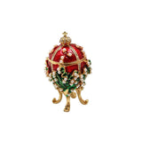 Maxbell Enameled Trinket Box with Rhinestones Vintage style Crafts for Easter Red