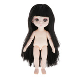 Maxbell Lovely 16cm Ball Jointed Girl Doll Nude Body DIY Parts Black Hair with Bangs