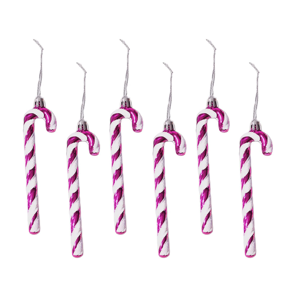 Maxbell 6x Christmas Tree Candy Cane Crutch Decoration Gift for New Year Xmas Home Rose red