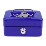 Max Creative Portable Metal Storage Container Safe Lock Box Money Coffer Blue