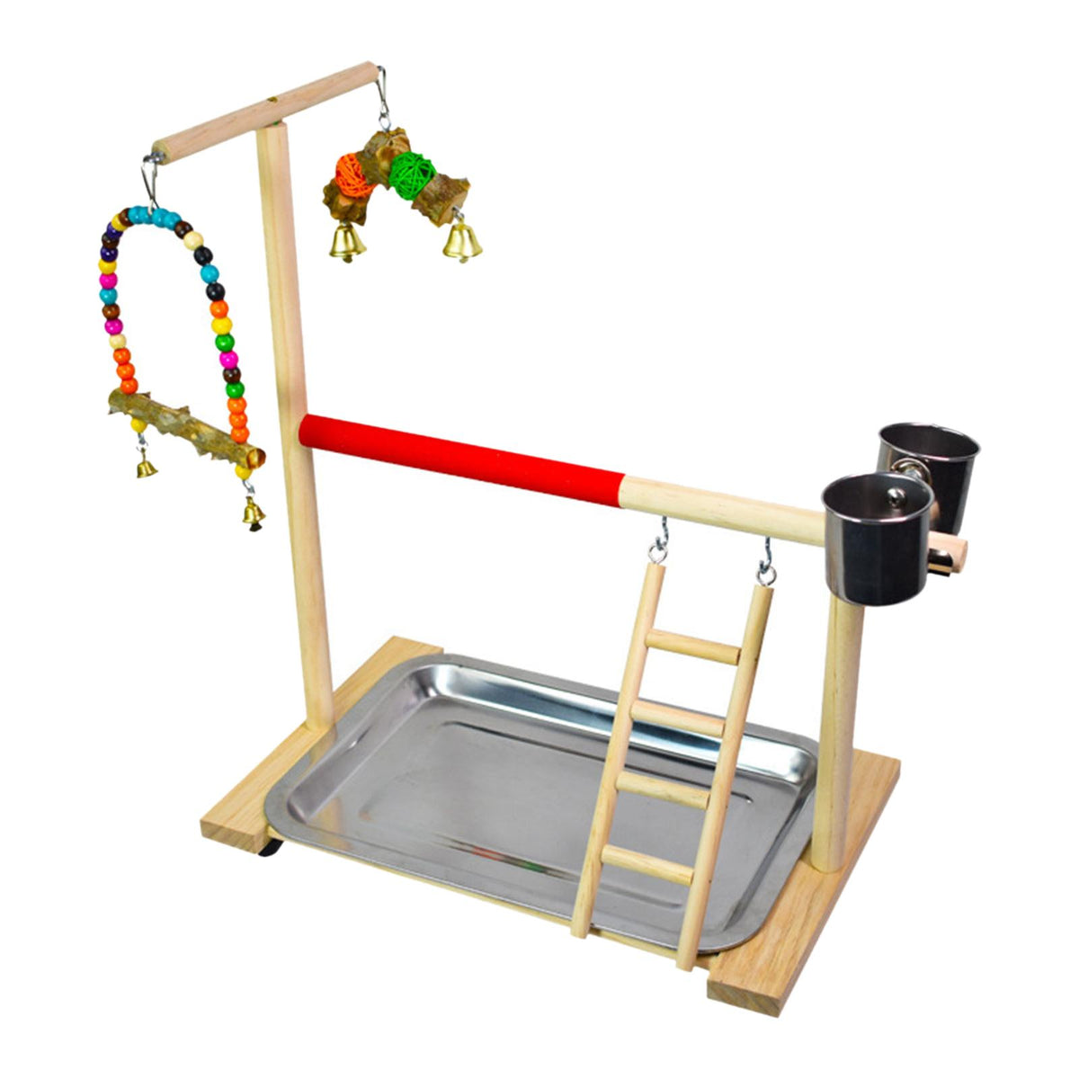 Maxbell Pet Parrot Perch Stand Wooden Lightweight for Cockatoo Training Climbing