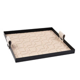 Maxbell Beige Decorative Vanity Tray Catchall Tray Iron Frame NightStand Organizer Square