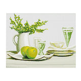 Maxbell 11CT Stamped Cross Stitch Kit for Beginners Green Summer Afternoon Tea Printed Design