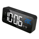 Max Multipurpose Full LED HD Mute Bedside Mirror Electronic Alarm Clock Black